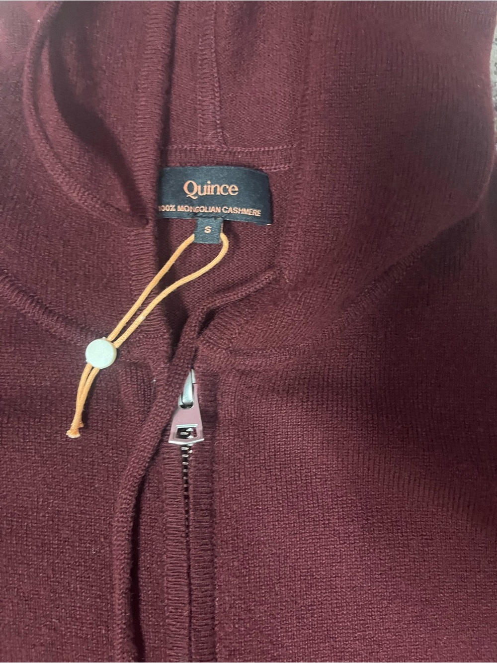 NWOT Quince 100% Mongolian Cashmere Full Zip Sweater - Small - Burgundy - Picture 8 of 10